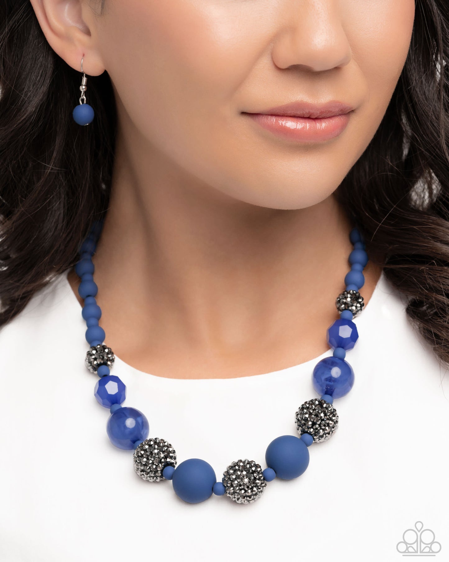 Paparazzi Accessories: Hematite Hallmark - Complete Look Blue Set