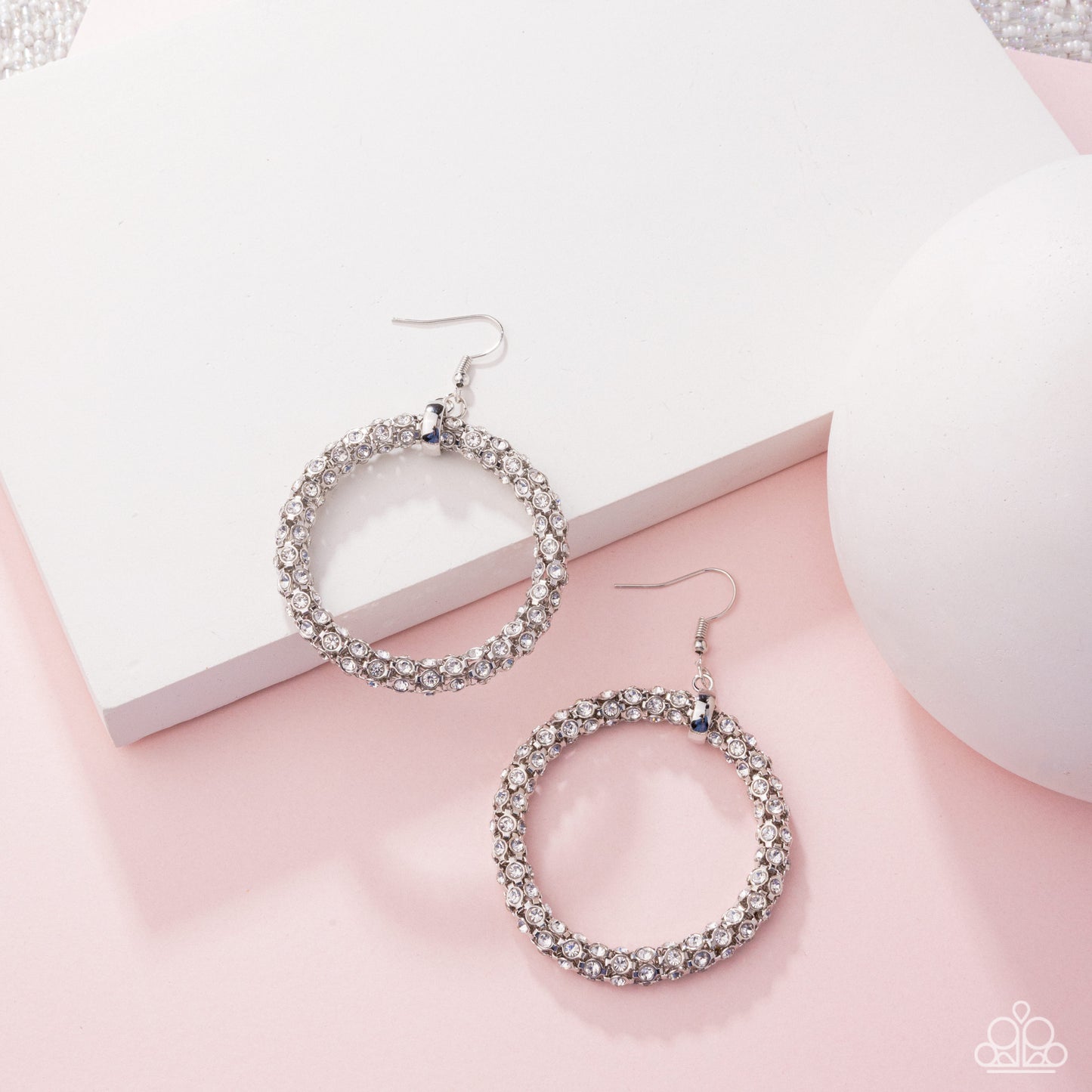 Paparazzi Accessories: Breathtaking Beacon - White Earrings April LOP 25