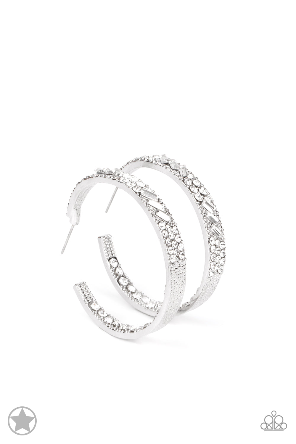 Paparazzi Accessories: GLITZY By Association White Hoop Earrings