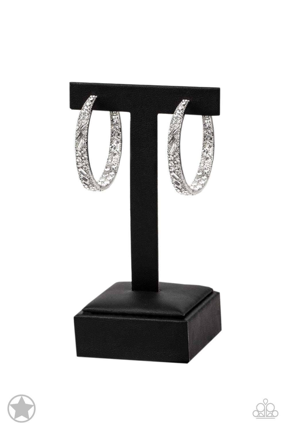 Paparazzi Accessories: GLITZY By Association White Hoop Earrings