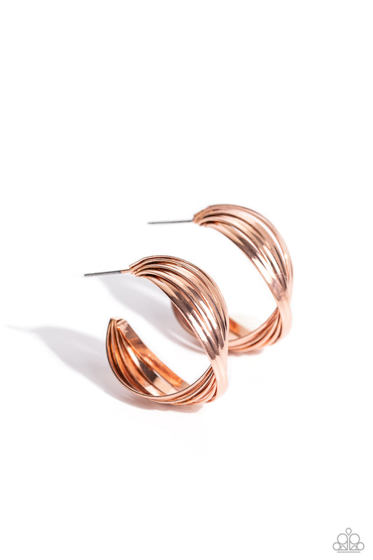 Paparazzi Accessories: Curvy and Worthy - Copper Earrings