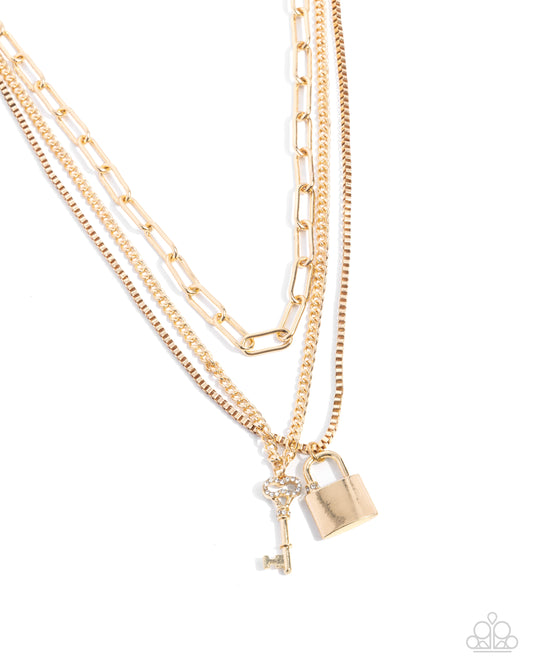 P2ST-GDXX-186XX: LOCKS of Luck - Gold Necklace