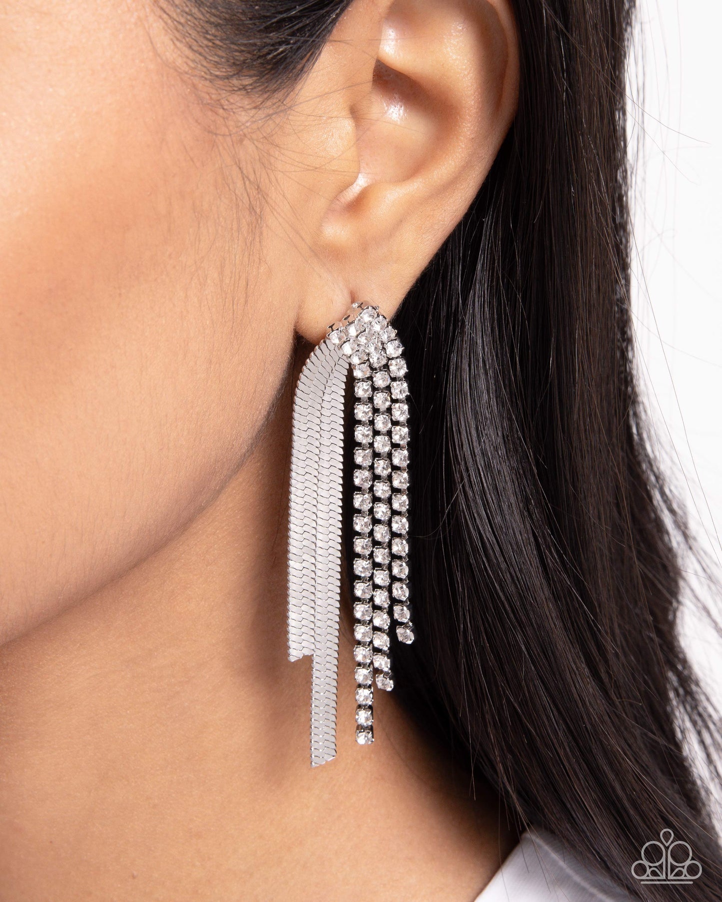 Paparazzi Accessories: Dramatic Downpour - White Earrings