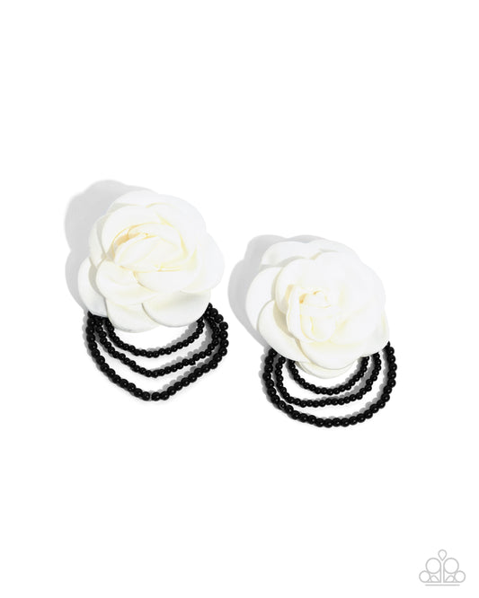 Paparazzi Accessories: Dramatic Dame - White Earrings