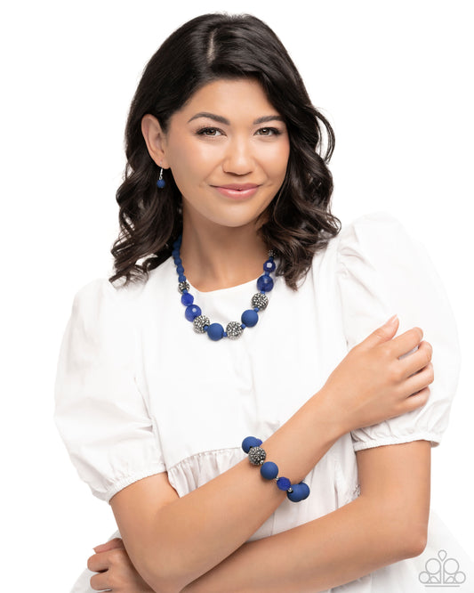 Paparazzi Accessories: Hematite Hallmark - Complete Look Blue Set