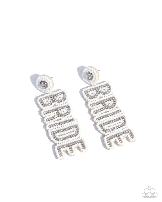 Paparazzi Accessories: Bridal Beading - White Earrings