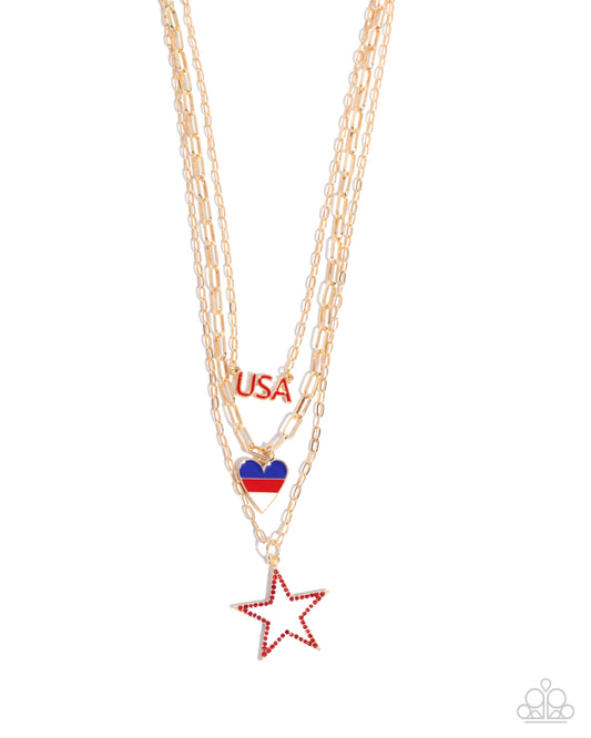 Paparazzi Accessories: Unforgettable USA - Gold Necklace