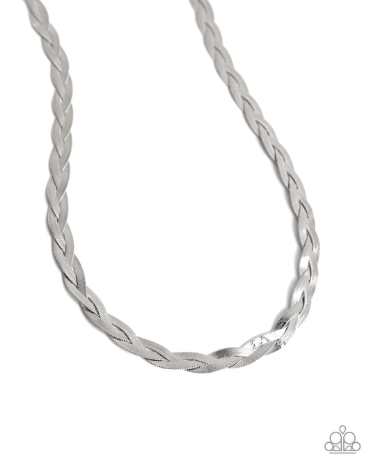 Paparazzi Accessories: Bewildering Braid - Silver Necklace April LOP 25