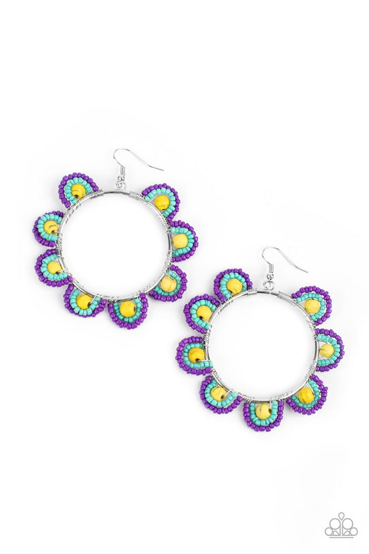 Paparazzi Accessories: Groovy Gardens - Yellow Purple Earrings