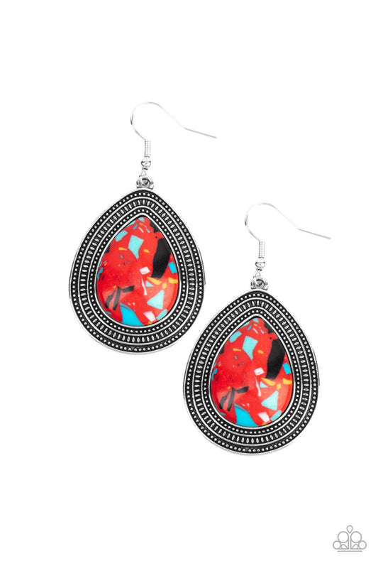 Paparazzi Accessories: Terrazzo Tundra - Red Earrings