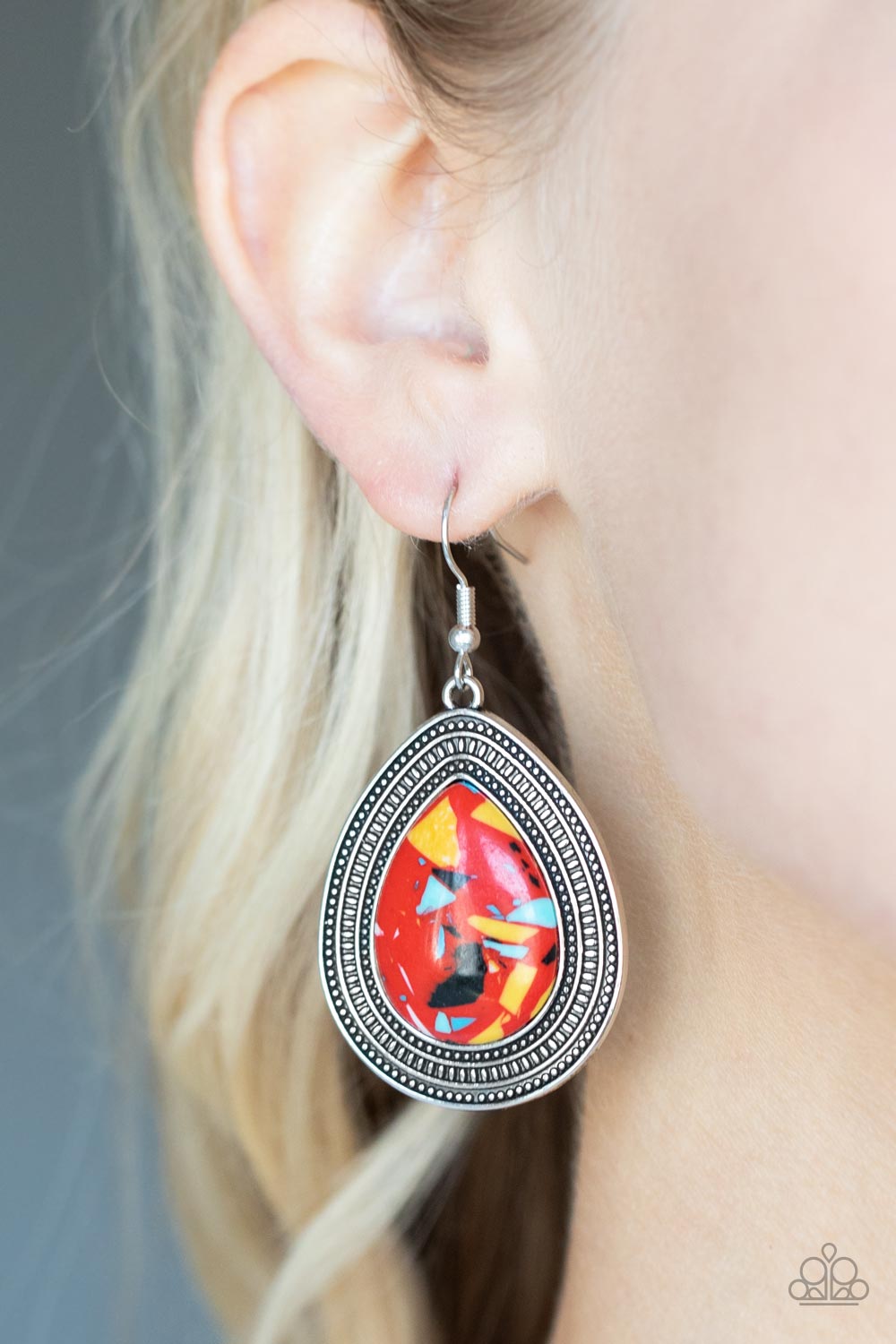 Paparazzi Accessories: Terrazzo Tundra - Red Earrings