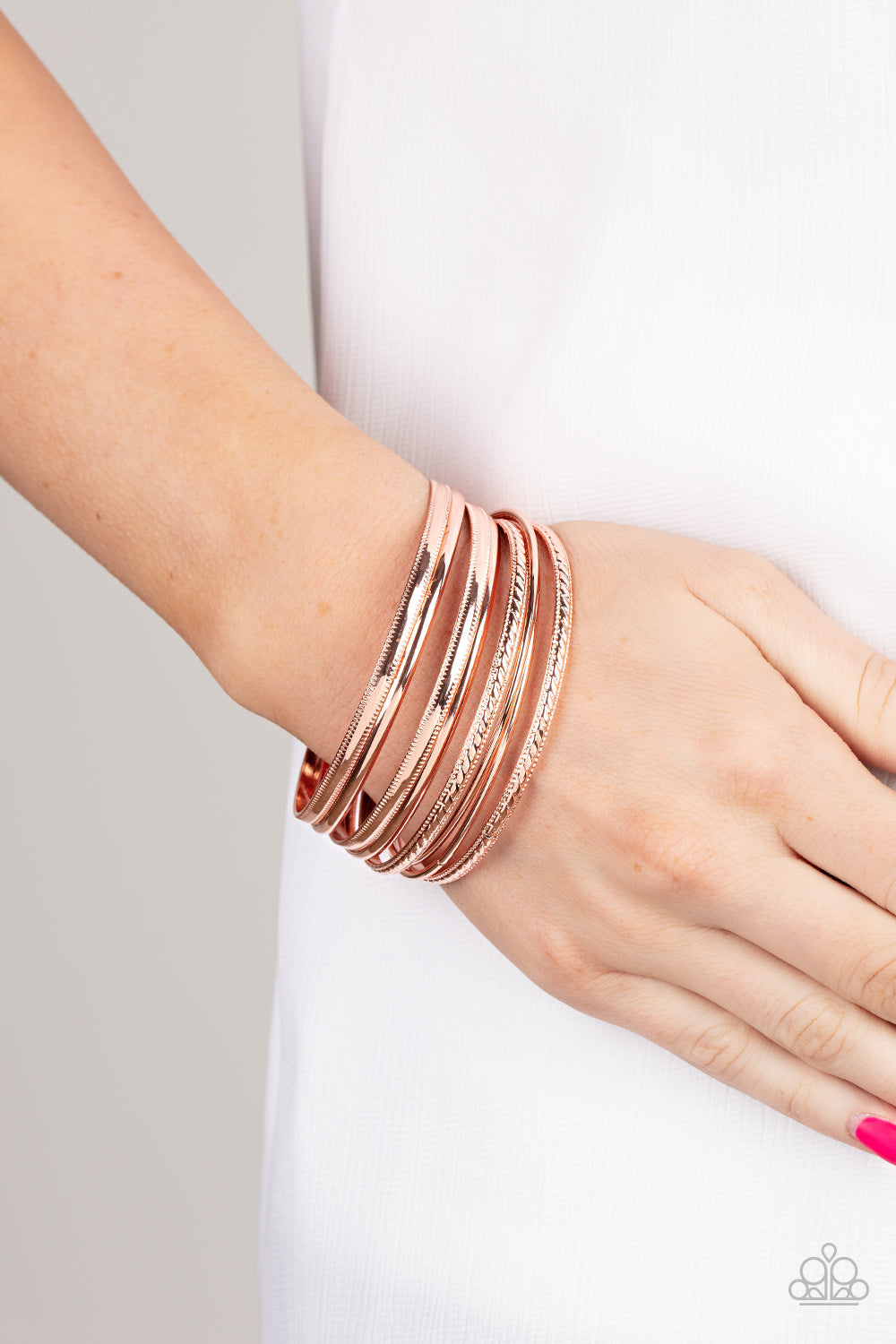 Paparazzi Accessories: Stackable Shimmer - Copper Bracelets