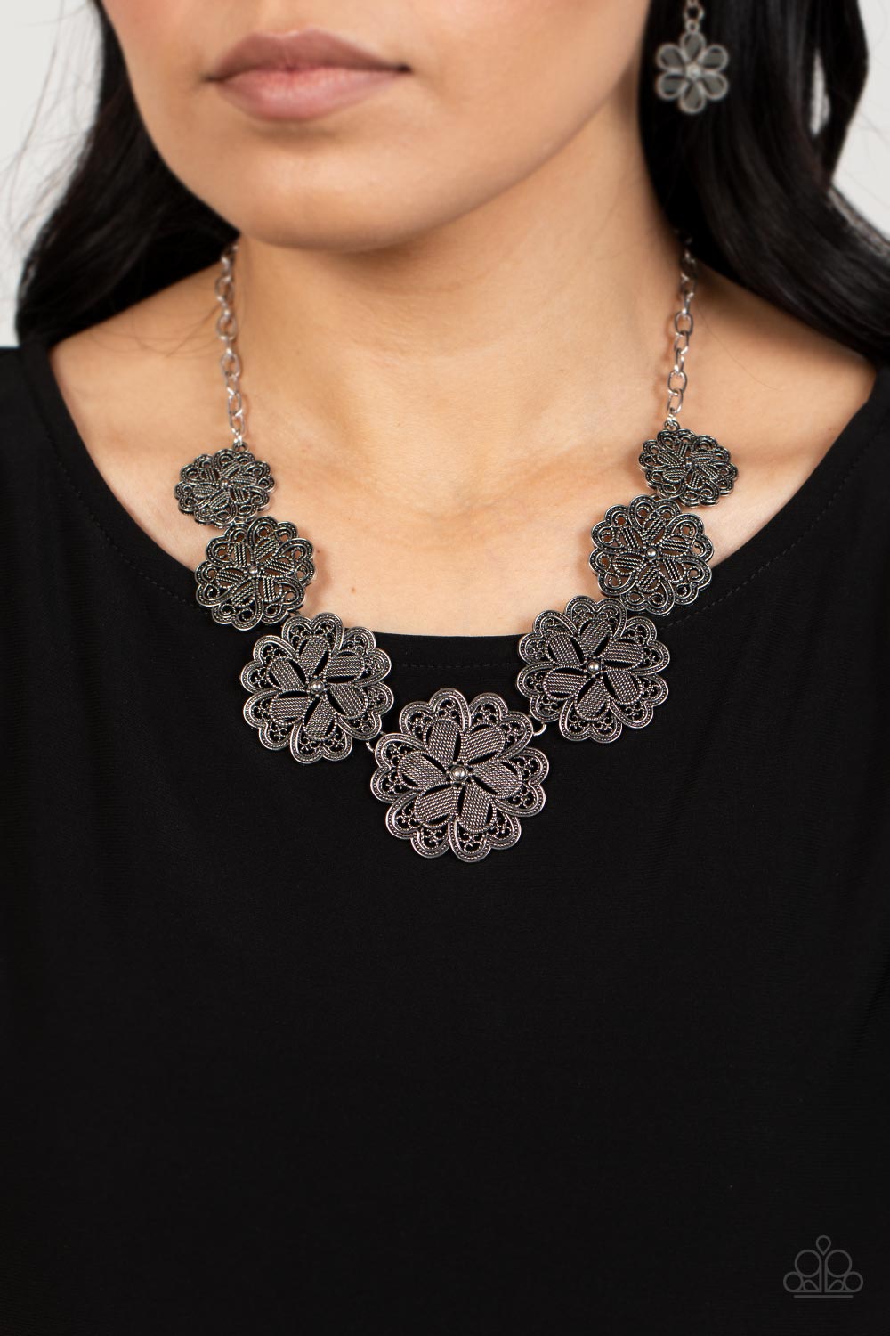 Paparazzi Accessories: Basketful of Blossoms - Silver Necklace