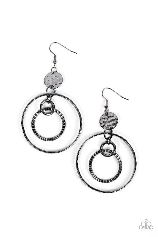 Paparazzi Accessories: Mechanical Mecca - Black Gunmetal Earrings