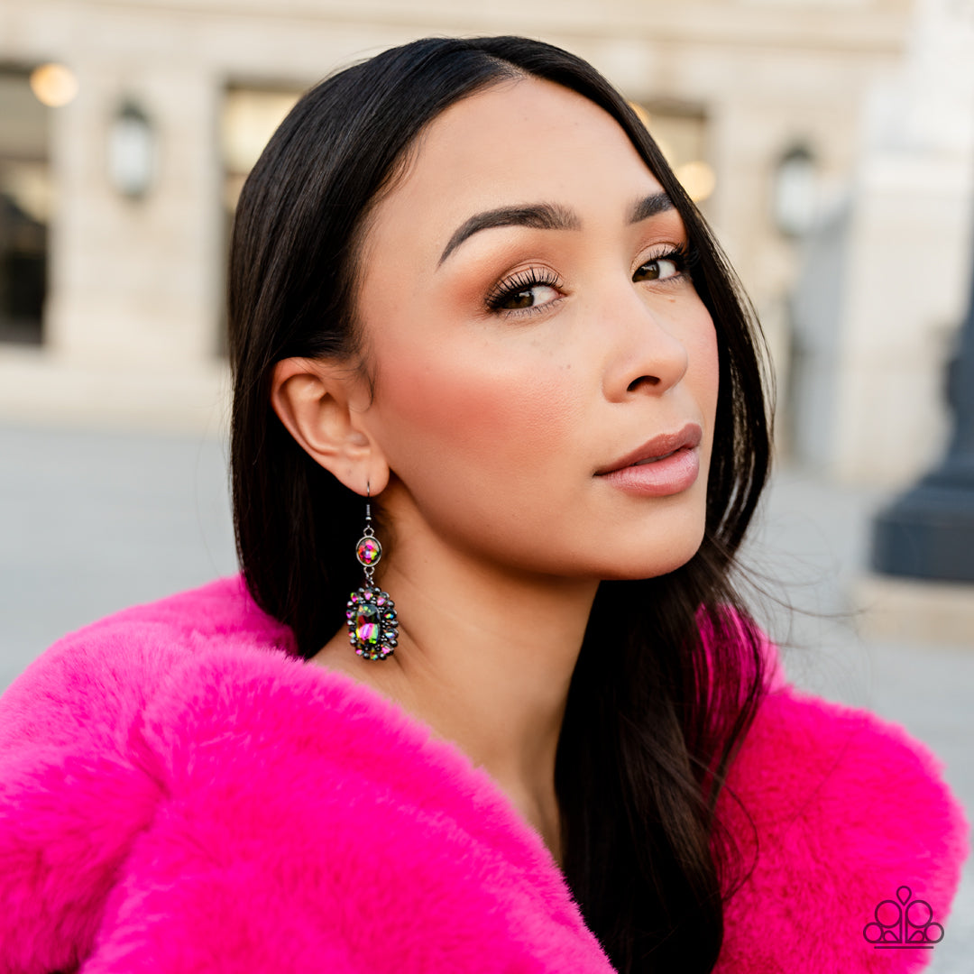 Paparazzi Accessories: Capriciously Cosmopolitan - Multi Oil Spill Earrings