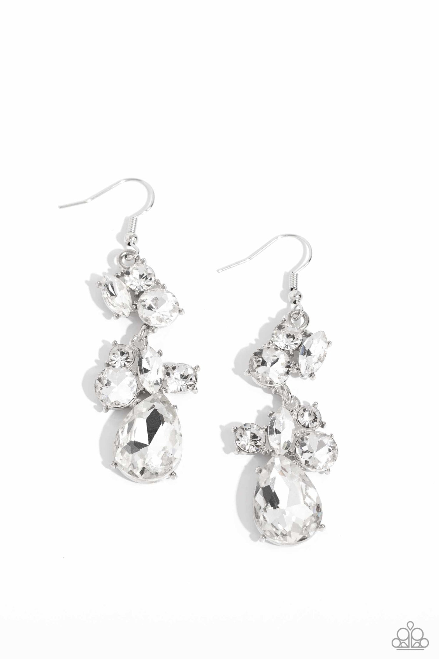 Paparazzi Accessories: Rhinestone Reveler - White Earrings