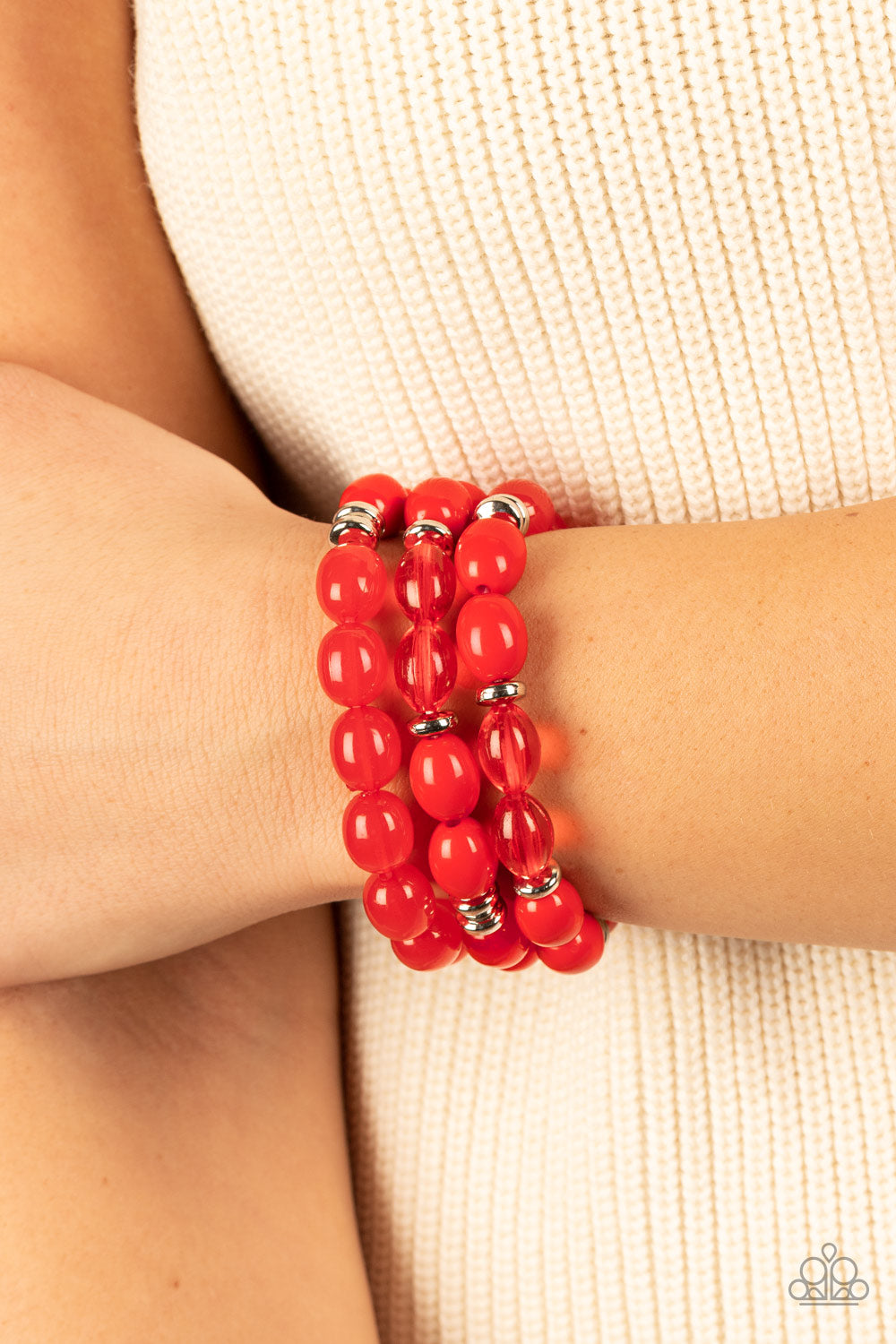 Paparazzi Accessories: Coastal Coastin - Red Bracelet