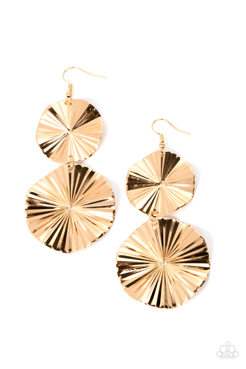 Paparazzi Accessories: In Your Wildest FAN-tasy - Gold Earrings