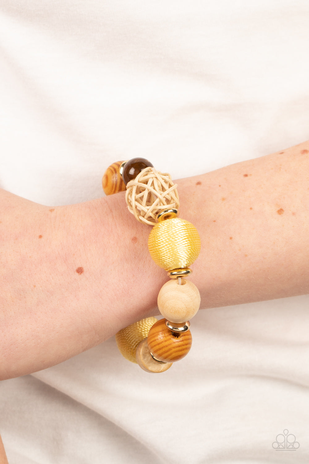 Paparazzi Accessories: Happily Homespun - Yellow Bracelet