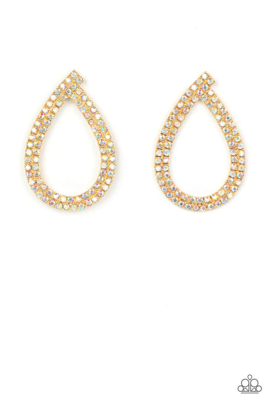 Paparazzi Accessories: Diva Dust - Gold Iridescent Earrings