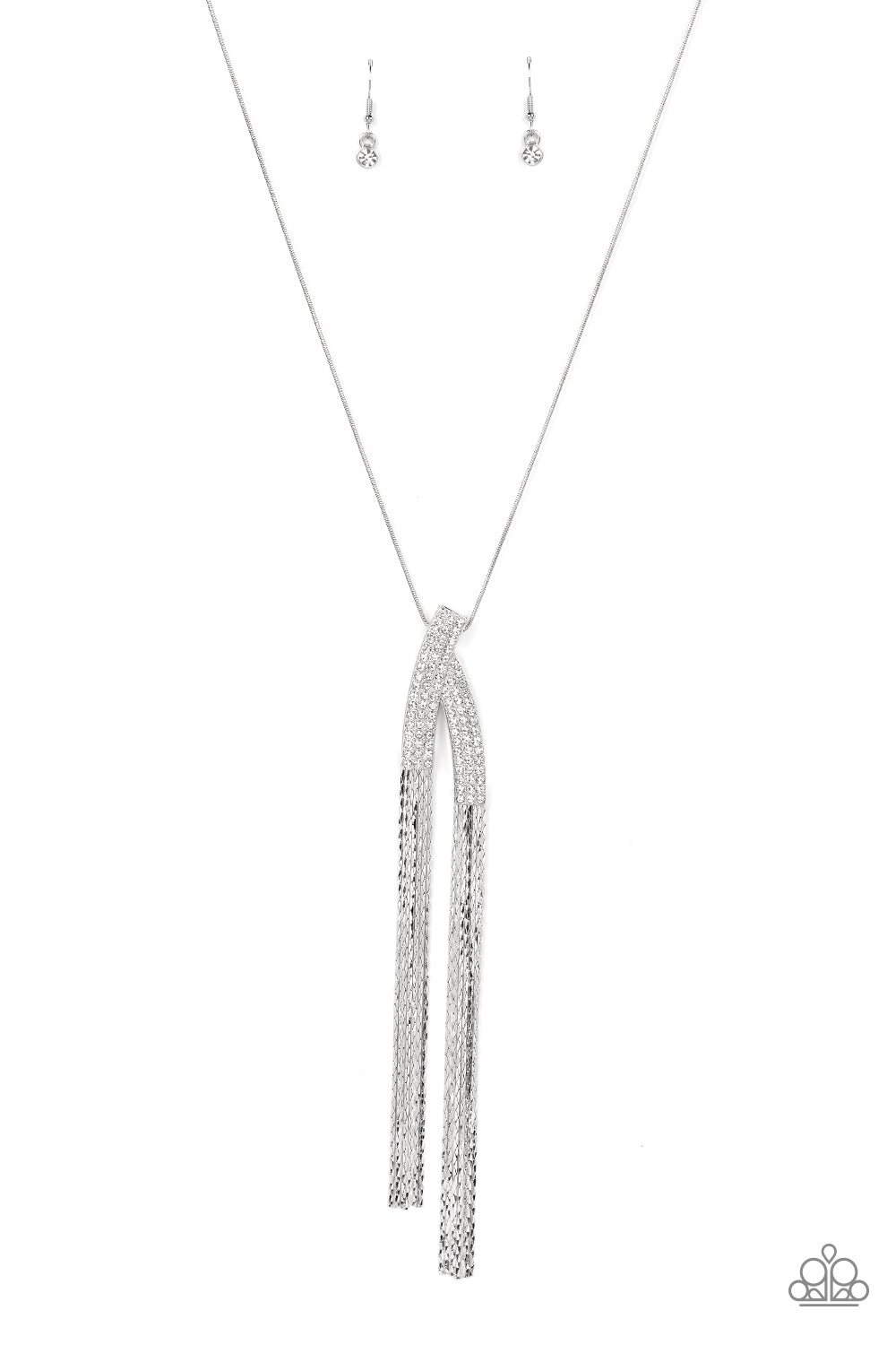 Paparazzi Accessories: Out of the SWAY - White Silver Necklace