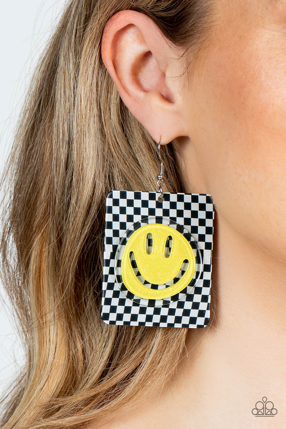 Paparazzi Accessories: Cheeky Checkerboard - Yellow Earrings