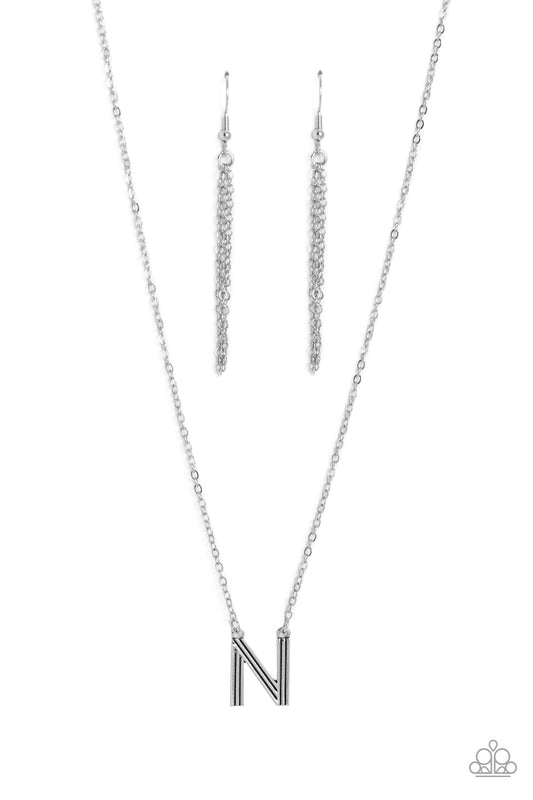 Paparazzi Accessories: Leave Your Initials - Silver - N Necklace