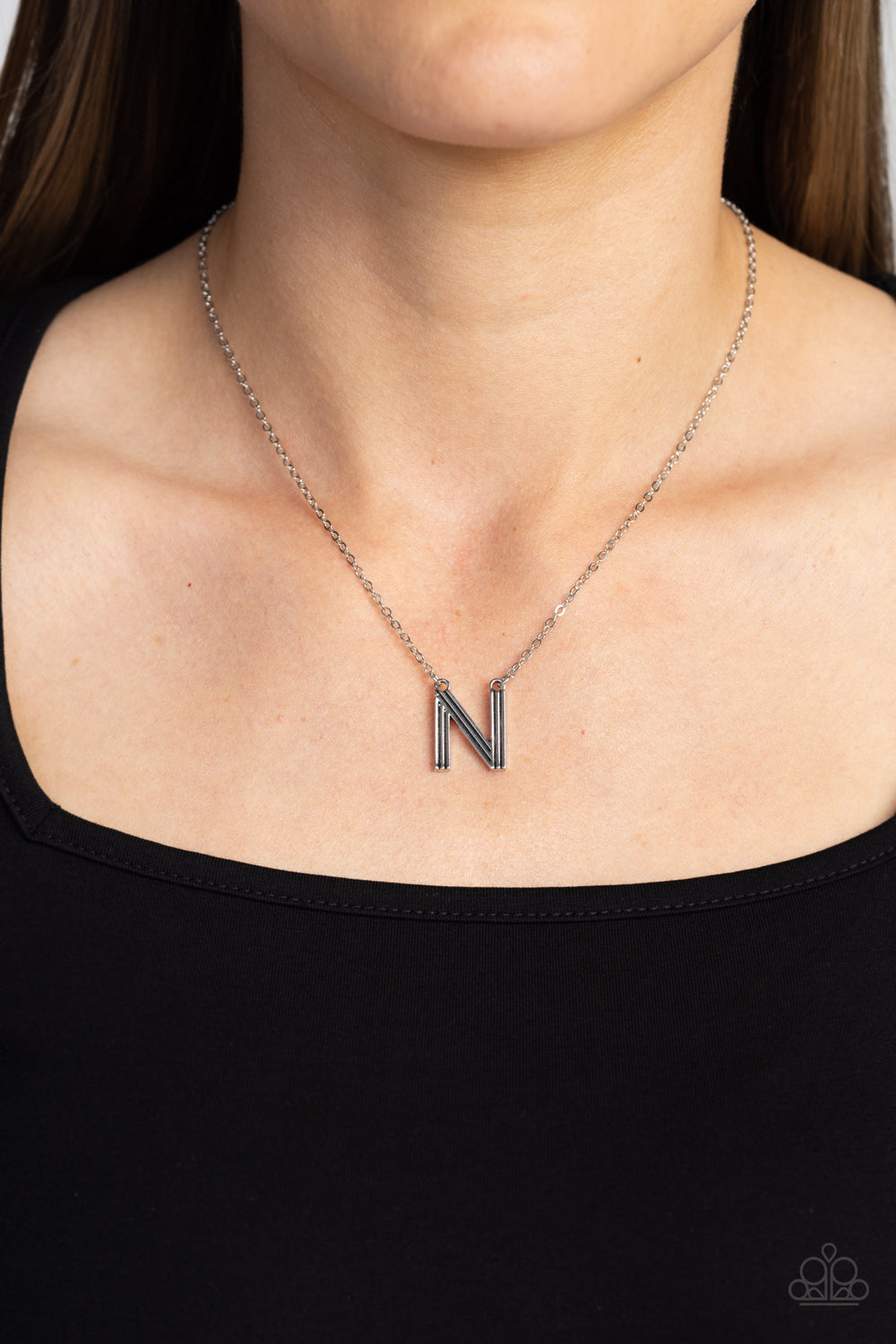 Paparazzi Accessories: Leave Your Initials - Silver - N Necklace