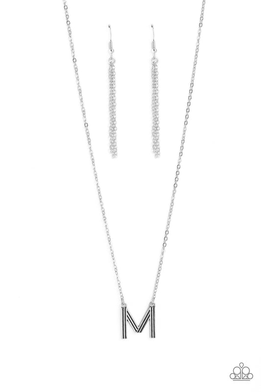 Paparazzi Accessories: Leave Your Initials - Silver - M Necklace