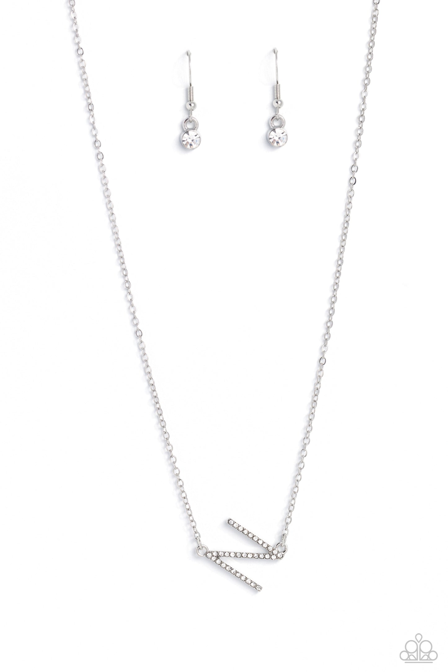 Paparazzi Accessories: INITIALLY Yours - N - White Necklace