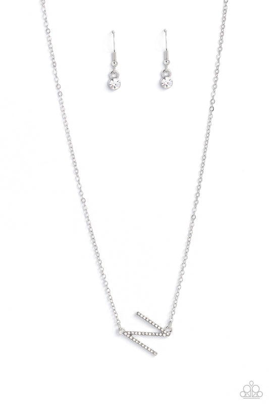 Paparazzi Accessories: INITIALLY Yours - N - White Necklace