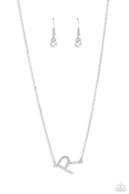 Paparazzi Accessories: INITIALLY Yours - R - White Necklace