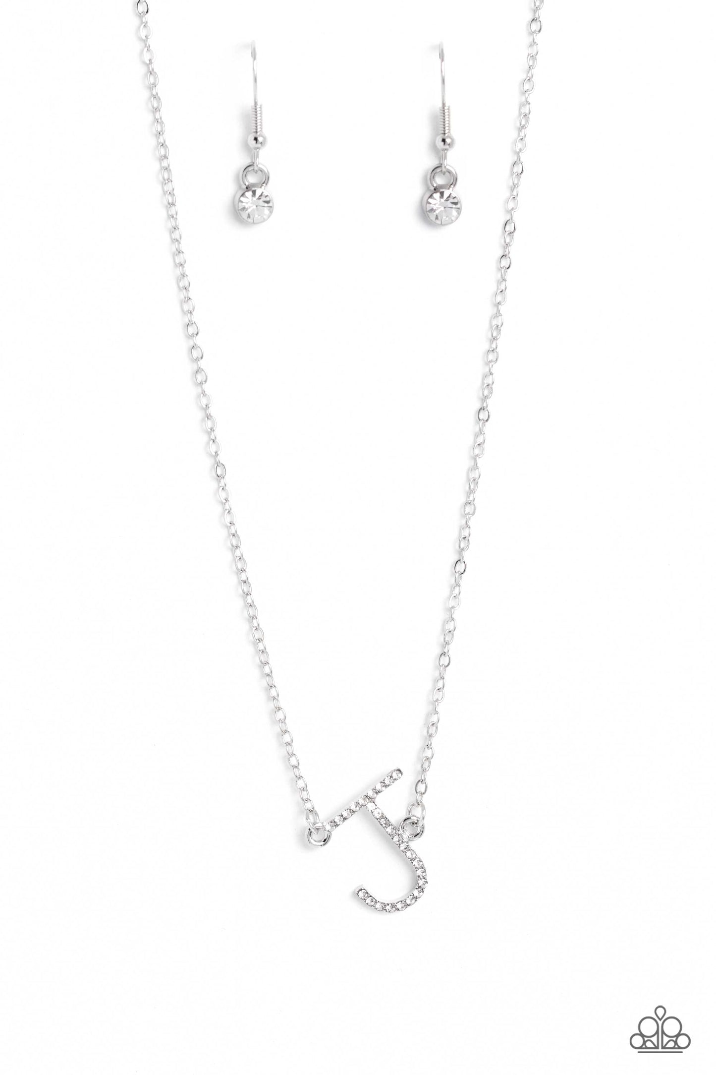 Paparazzi Accessories: INITIALLY Yours - J - White Necklace