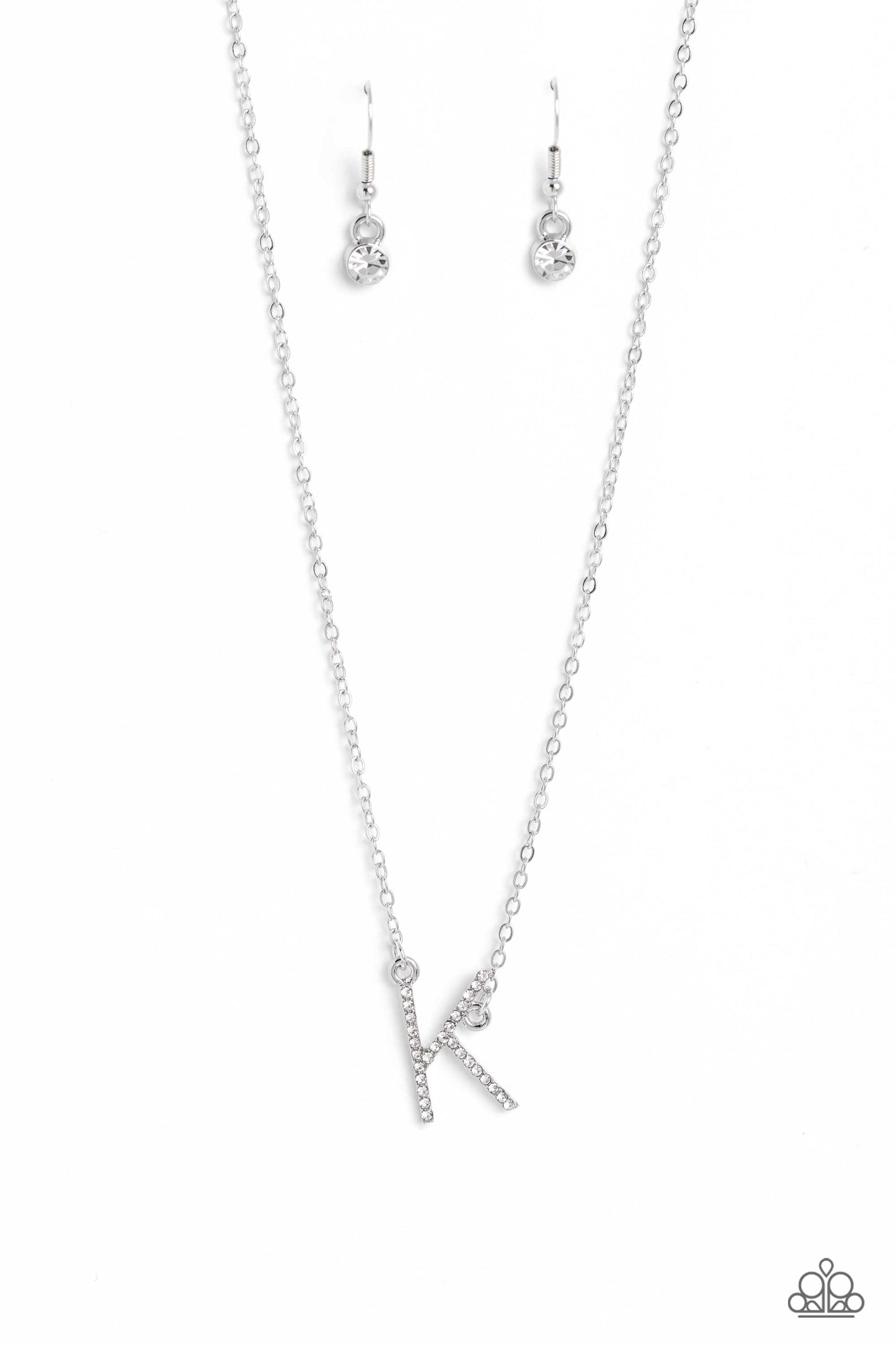 Paparazzi Accessories: INITIALLY Yours - K - White Necklace