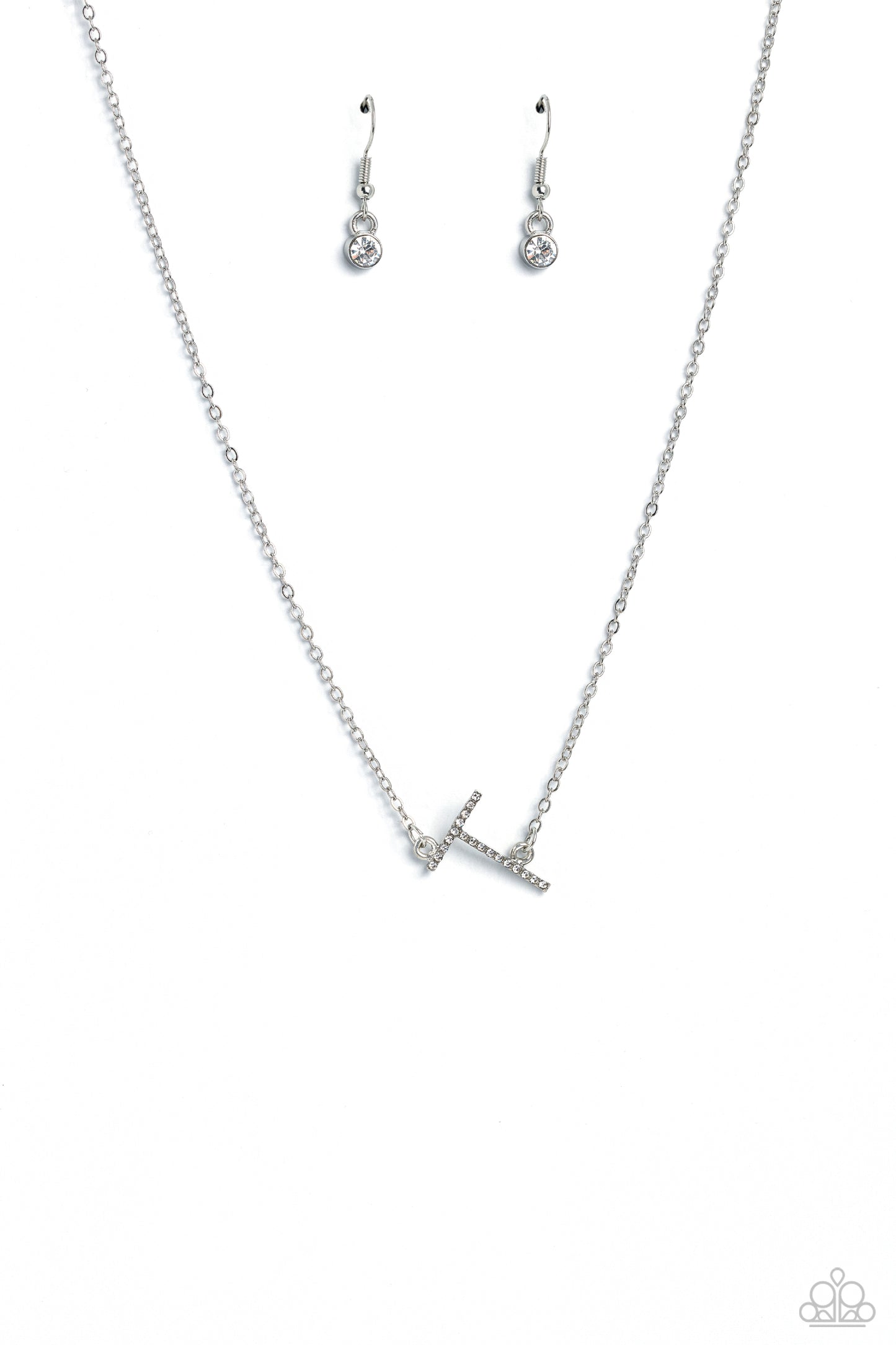 Paparazzi Accessories: INITIALLY Yours - T - White Necklace