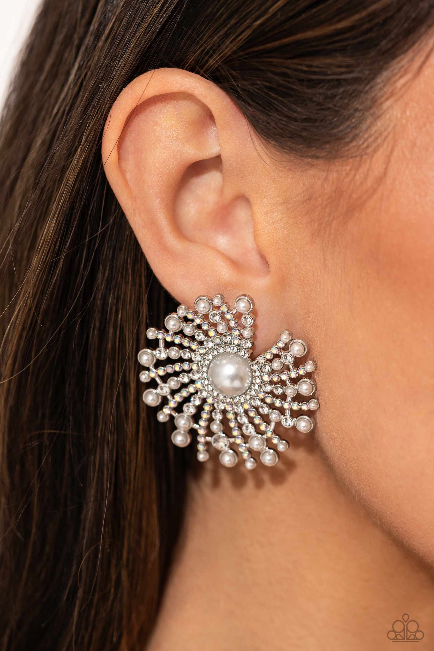 Paparazzi Accessories: Fancy Fireworks - White Earrings