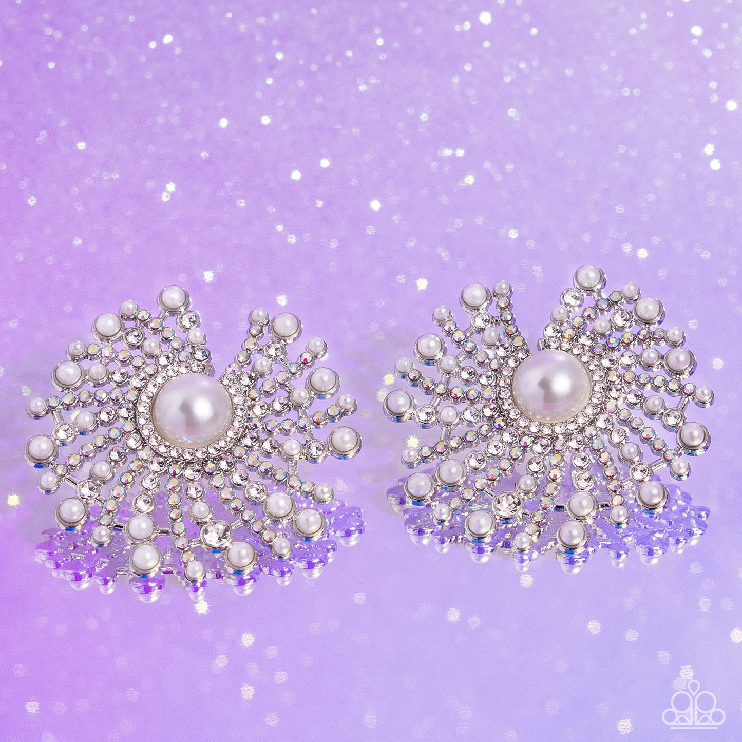 Paparazzi Accessories: Fancy Fireworks - White Earrings