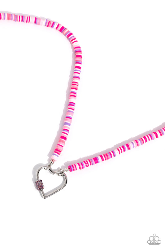 Paparazzi Accessories: Clearly Carabiner - Pink Necklace