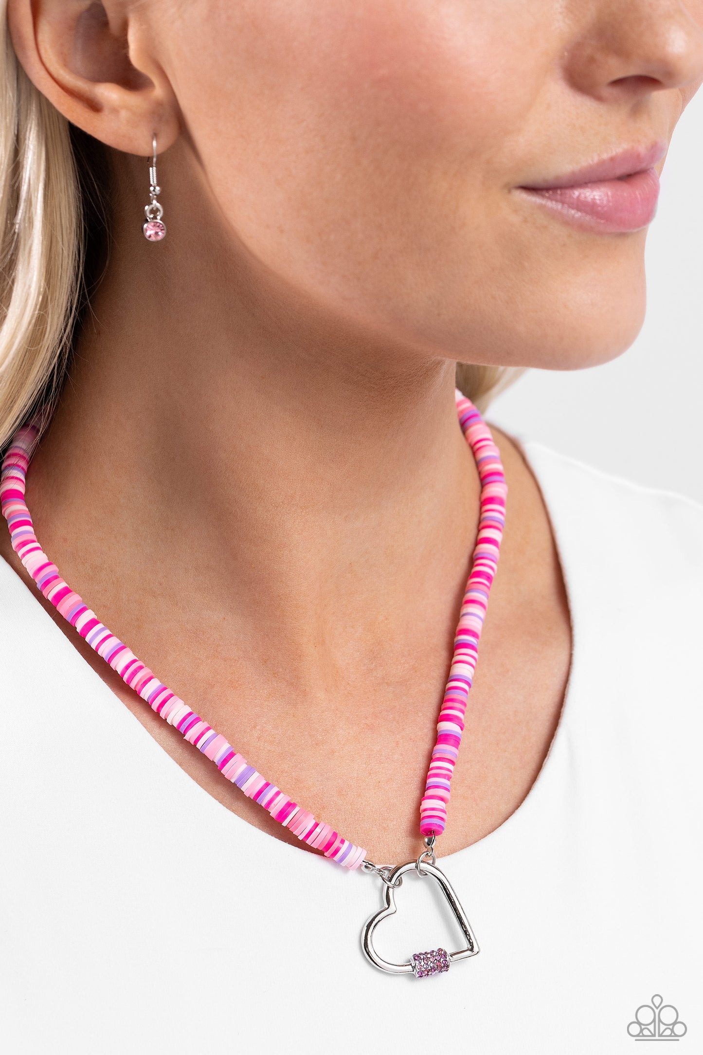 Paparazzi Accessories: Clearly Carabiner - Pink Necklace