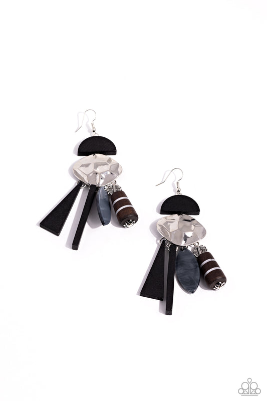 Paparazzi Accessories: Textured Talisman - Black Earrings