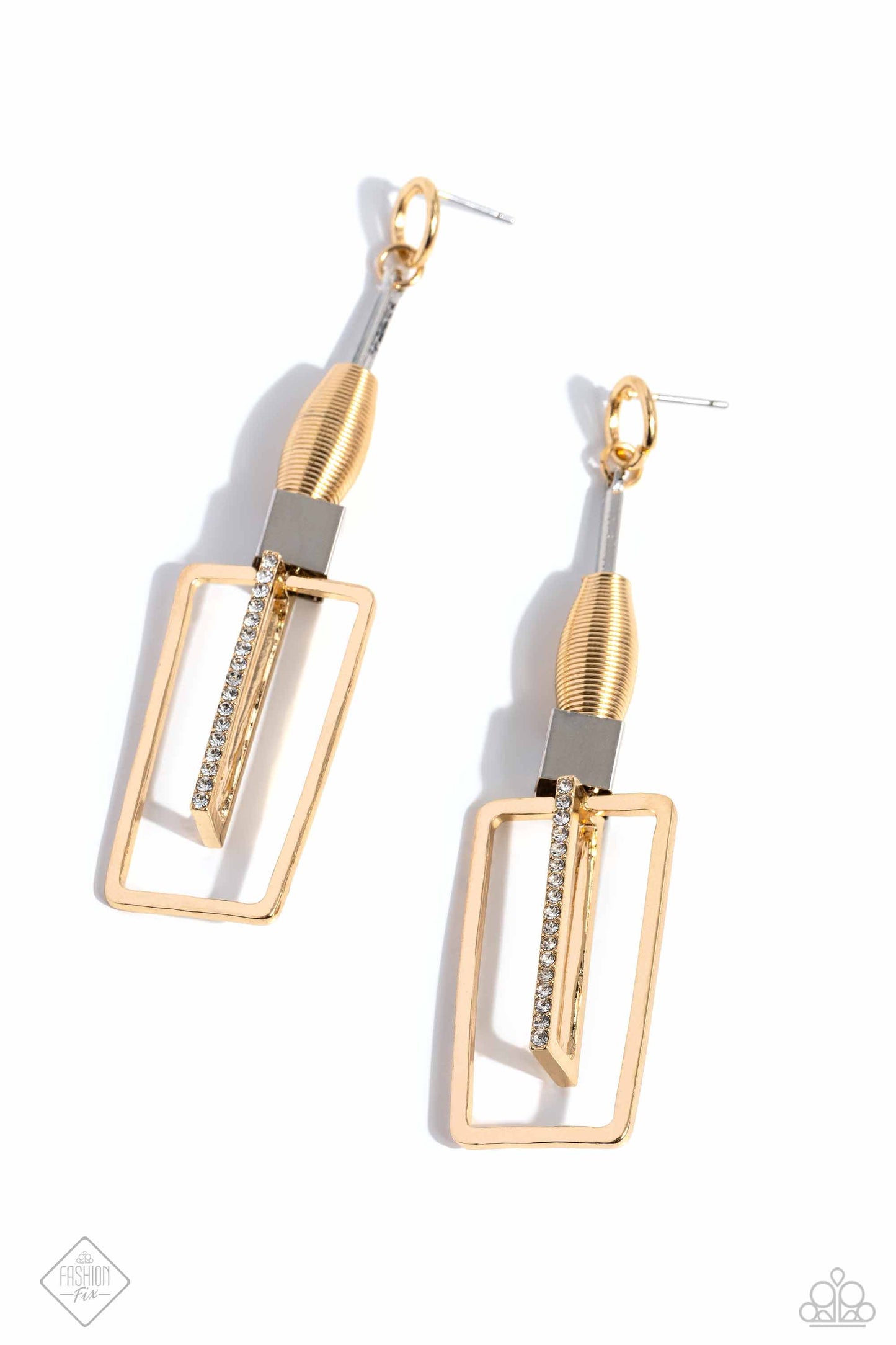 Paparazzi Accessories: Clear the SQUARE - Gold Earrings