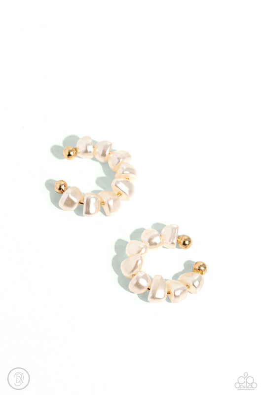 Paparazzi Accessories: Prehistoric Pearls - Gold Earrings