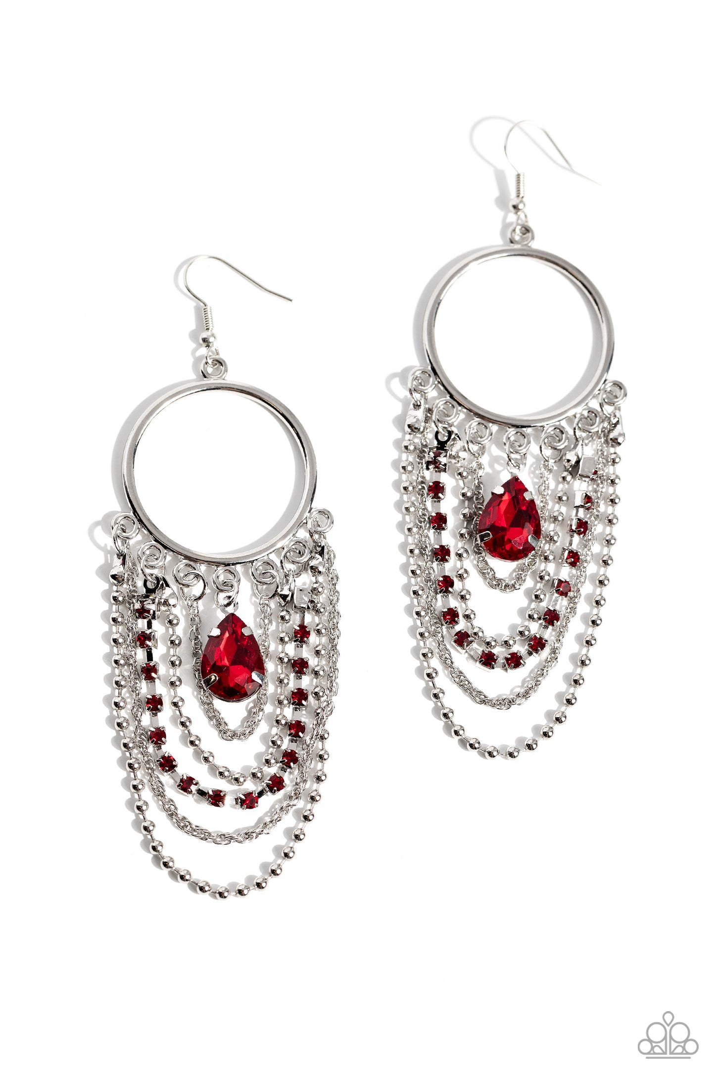 Paparazzi Accessories: Cascading Clash - Red Earrings