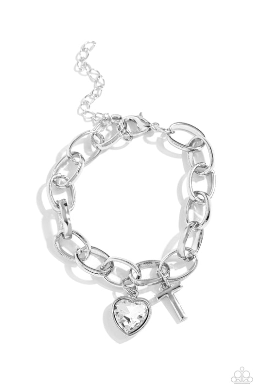 Paparazzi Accessories: Guess Now Its INITIAL - White - T Bracelet