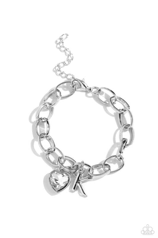 Paparazzi Accessories: Guess Now Its INITIAL - White - K Bracelet