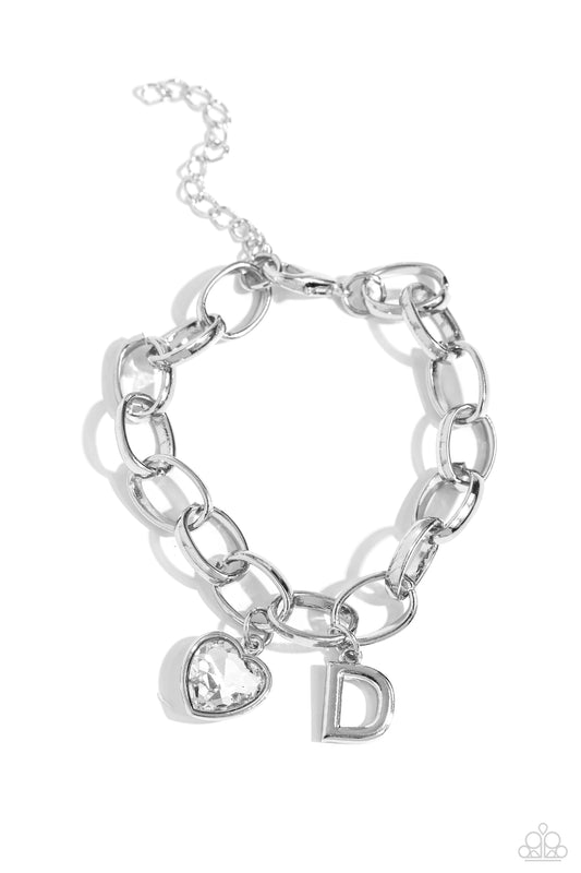 Paparazzi Accessories: Guess Now Its INITIAL - White - D Bracelet