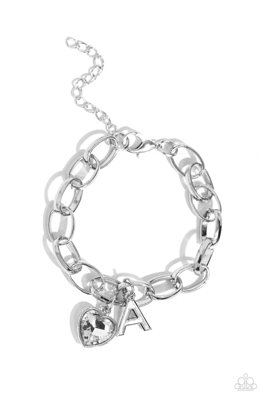 Paparazzi Accessories: Guess Now Its INITIAL - White - A Bracelet