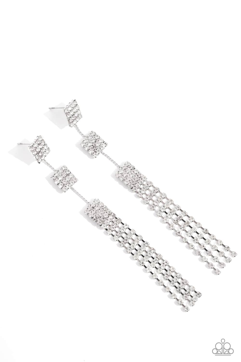 Paparazzi Accessories: Fiercely Free-Falling - White Earrings