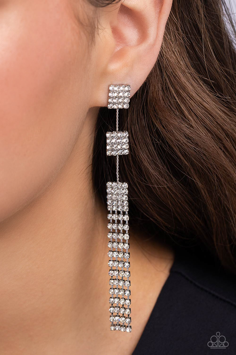 Paparazzi Accessories: Fiercely Free-Falling - White Earrings